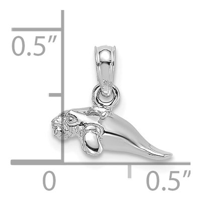 14K White Gold 3D Manatee Pendant – view 4