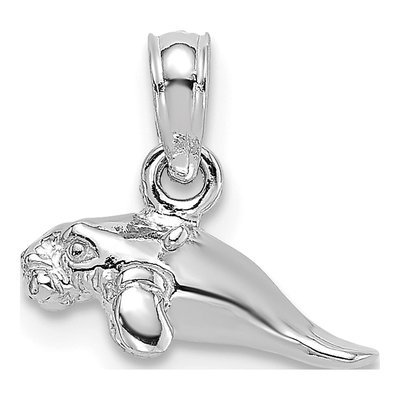 14K White Gold 3D Manatee Pendant