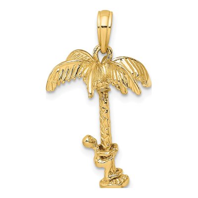 14K Yellow Gold 3D Palm Tree Charm