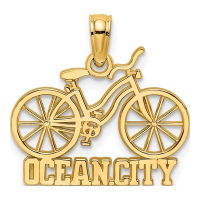 14K Yellow Gold Ocean City Bicycle Charm