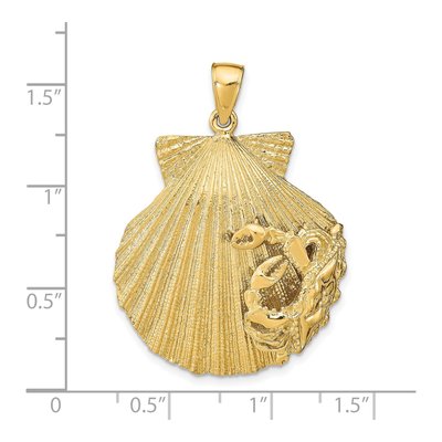 14K Yellow Gold Scallop Shell Crab Pendant – view 4