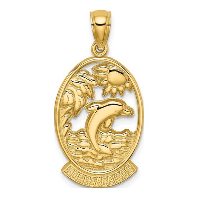 14K Yellow Gold Turks Caicos Dolphin Charm