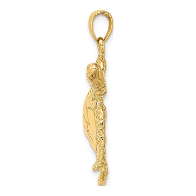 14K Yellow Gold Textured Sea Turtle Pendant – view 3