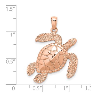 14K Rose Gold Textured Sea Turtle Pendant – view 4