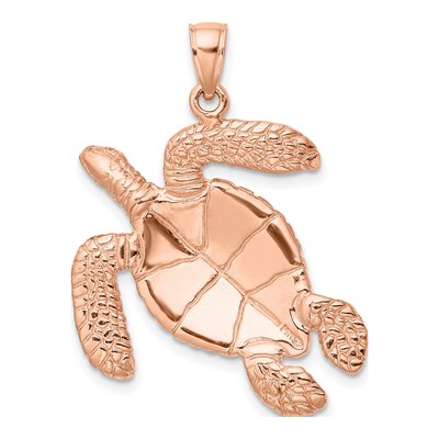 14K Rose Gold Textured Sea Turtle Pendant – view 5