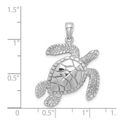 14K White Gold Sea Turtle Pendant – view 3