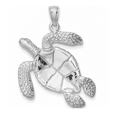 14K White Gold Sea Turtle Pendant – view 4