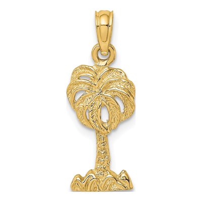 14K Yellow Gold Palm Tree Pendant