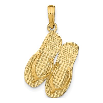 14K Yellow Gold Reversible Flip Flops Pendant