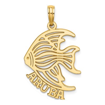 14K Yellow Gold Cut-Out Angelfish Pendant
