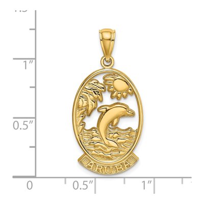 14K Yellow Gold Aruba Dolphin Sunset Frame Charm – view 4