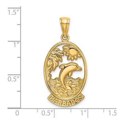14K Yellow Gold Barbados Dolphin Sunset Charm – view 4