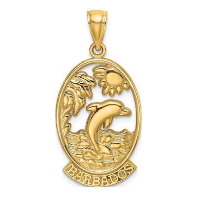 14K Yellow Gold Barbados Dolphin Sunset Charm