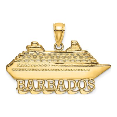 14K Yellow Gold Barbados Cruise Ship Charm