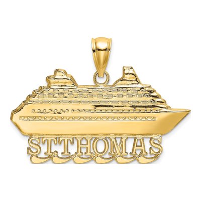 14K Yellow Gold St Thomas Cruise Ship Charm
