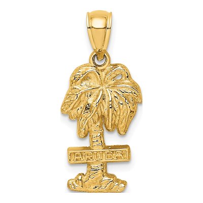 14K Yellow Gold Aruba Palm Tree Pendant
