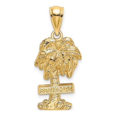 14K Yellow Gold St Thomas Palm Tree Charm
