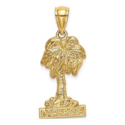 14K Yellow Gold Barbados Palm Tree Charm