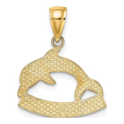 14K Yellow Gold Barbados Dolphin Pendant – view 5