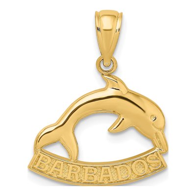 14K Yellow Gold Barbados Dolphin Pendant
