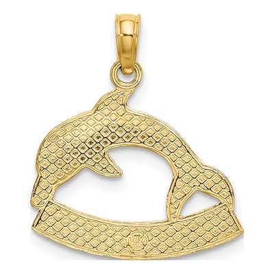 14K Yellow Gold Dolphin Pendant – view 5