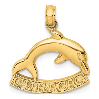 14K Yellow Gold Dolphin Pendant