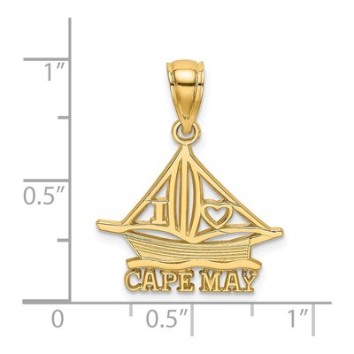 14K Yellow Gold I Heart Cape May Boat Charm – view 4