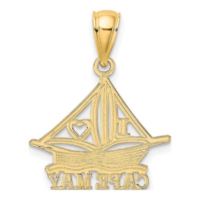 14K Yellow Gold I Heart Cape May Boat Charm – view 5