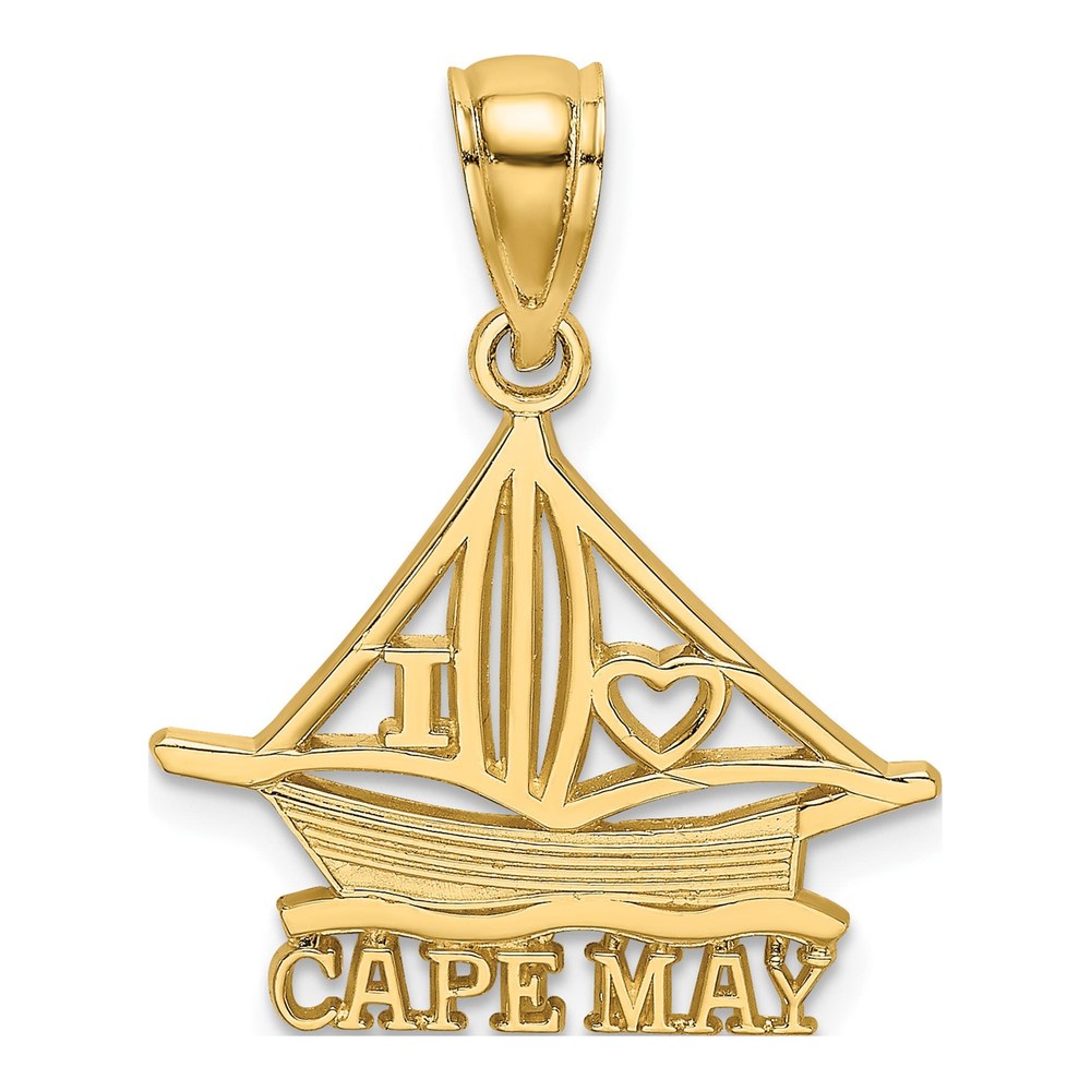 14K Yellow Gold I Heart Cape May Boat Charm