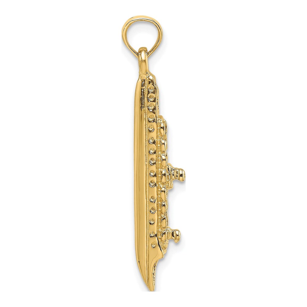 14K Yellow Gold 3D Cruise Ship Pendant