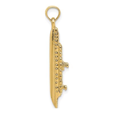 14K Yellow Gold 3D Cruise Ship Pendant