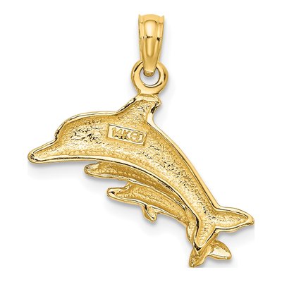 14K Yellow Gold Dolphin Baby Dolphins Charm – view 5