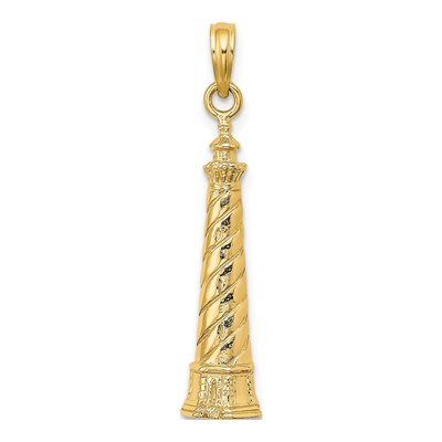14K Yellow Gold Cape Hatteras Lighthouse Charm