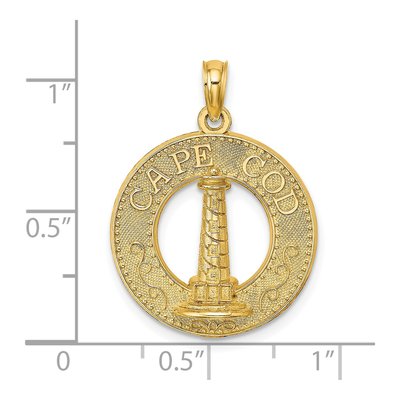 14K Yellow Gold Cape Cod Lighthouse Pendant – view 4