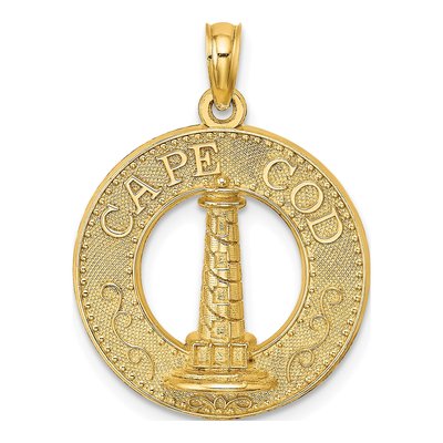 14K Yellow Gold Cape Cod Lighthouse Pendant
