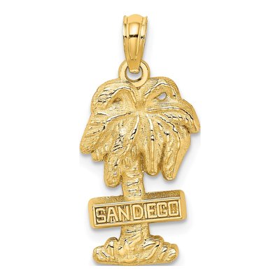 14K Yellow Gold San Diego Palm Tree Charm