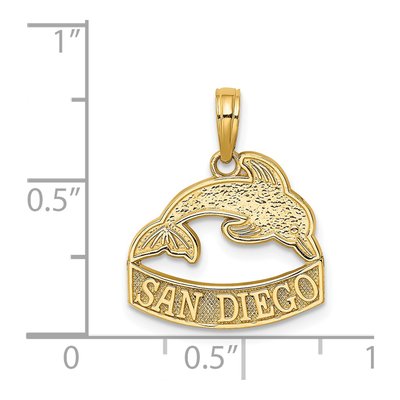 14K Yellow Gold San Diego Banner Dolphins Charm – view 4