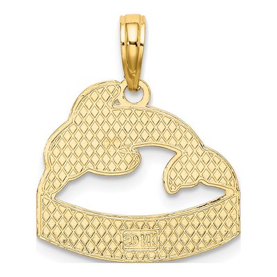 14K Yellow Gold San Diego Banner Dolphins Charm – view 5