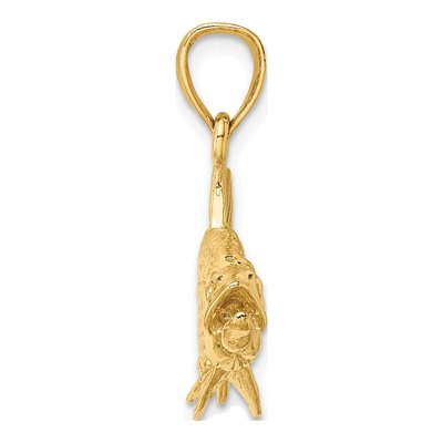 14K Yellow Gold 3-D Oxeye Tarpon Fish Pendant – view 2