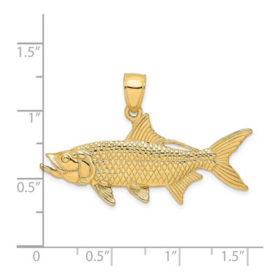 14K Yellow Gold 3-D Oxeye Tarpon Fish Pendant – view 3