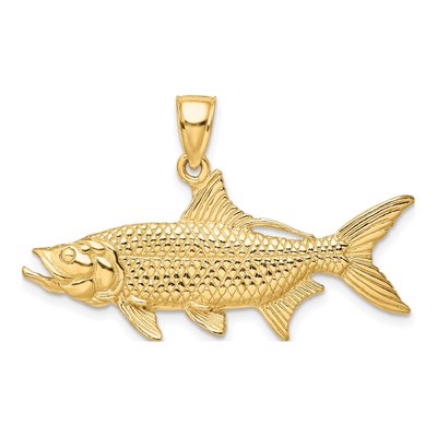 14K Yellow Gold 3-D Oxeye Tarpon Fish Pendant – view 4