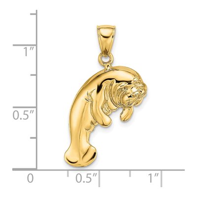14K Yellow Gold 2-D Manatee Pendant – view 4