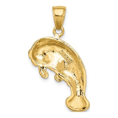 14K Yellow Gold 2-D Manatee Pendant – view 5