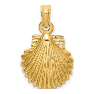 14K Yellow Gold Scallop Shell Pendant