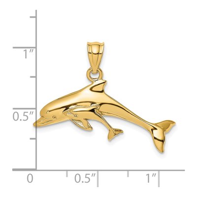 14K Yellow Gold Dolphin Baby Pendant – view 4