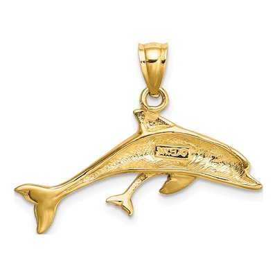 14K Yellow Gold Dolphin Baby Pendant – view 5