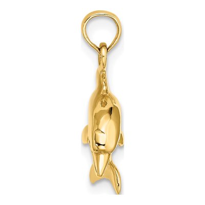 14K Yellow Gold 3D Dolphin Jumping Charm – view 3