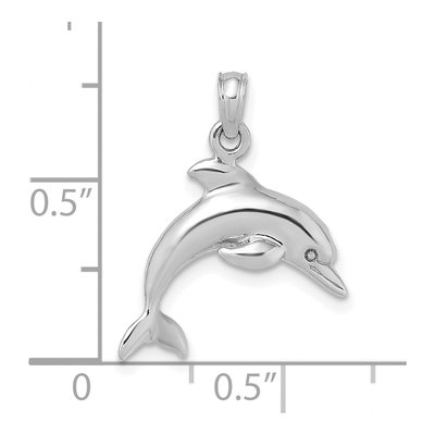 14K White Gold 3D Dolphin Pendant – view 4