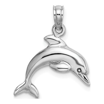14K White Gold 3D Dolphin Pendant – view 5