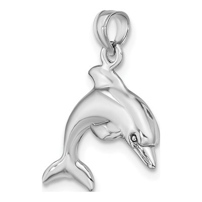 14K White Gold 3D Dolphin Pendant – view 6